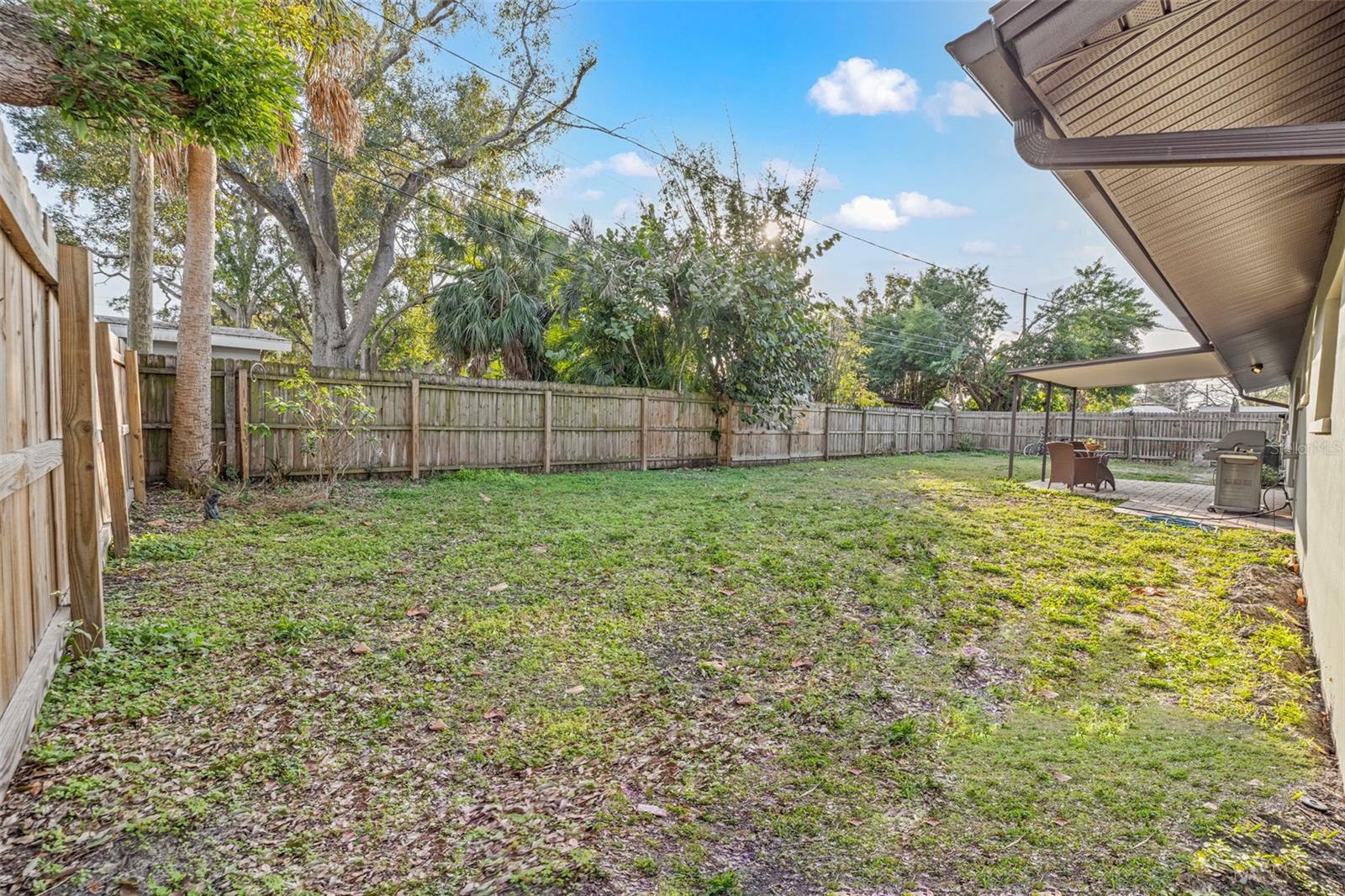 large fenced backyard