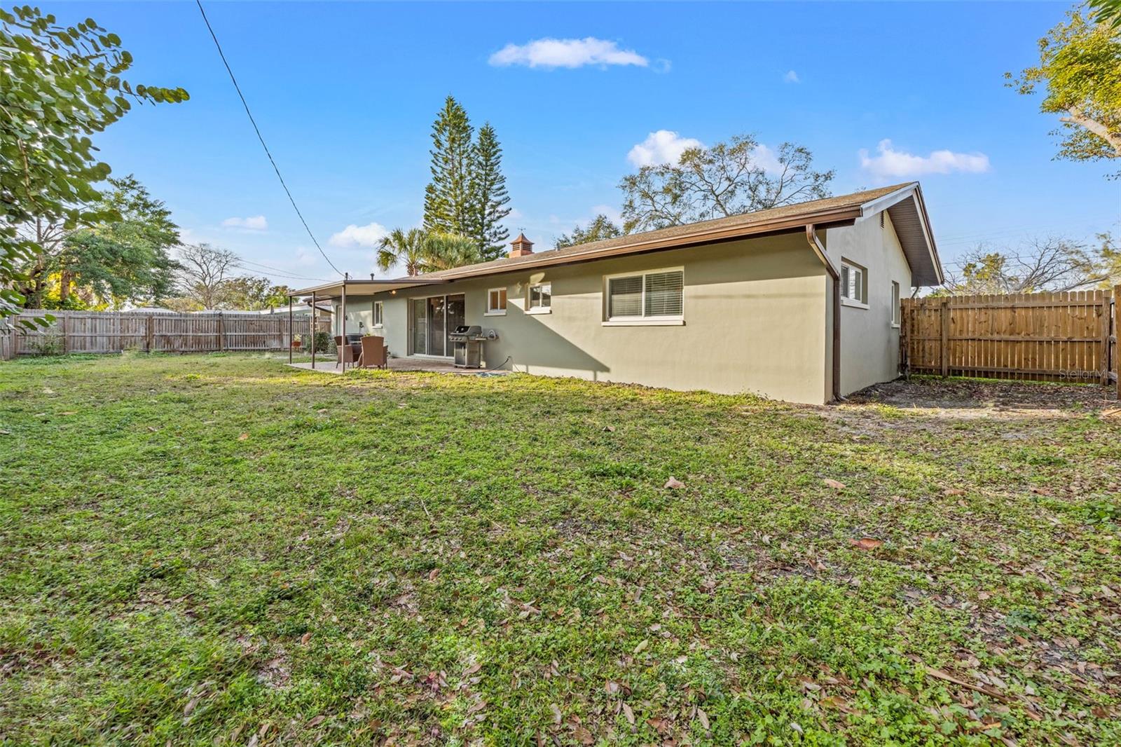 large fenced backyard