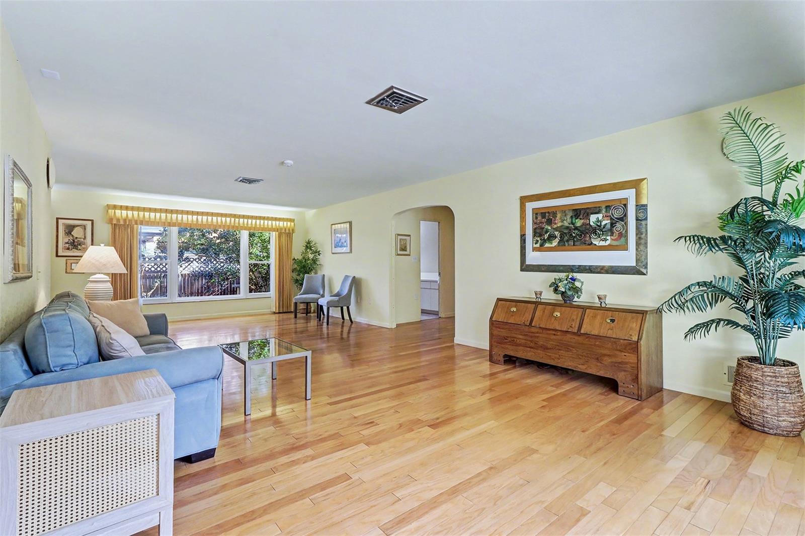 Great room with real wood floors