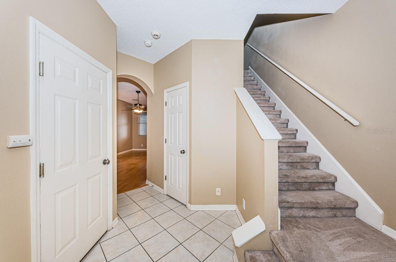 Foyer with Garage on left
