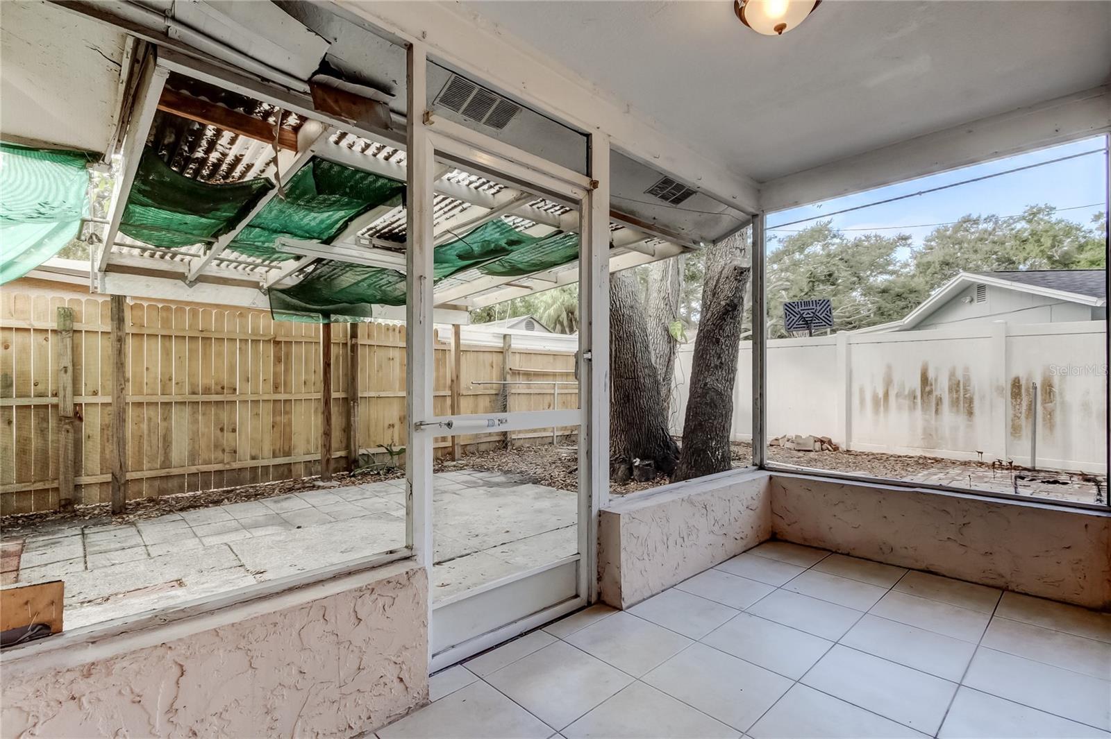 Screen enclosed patio.