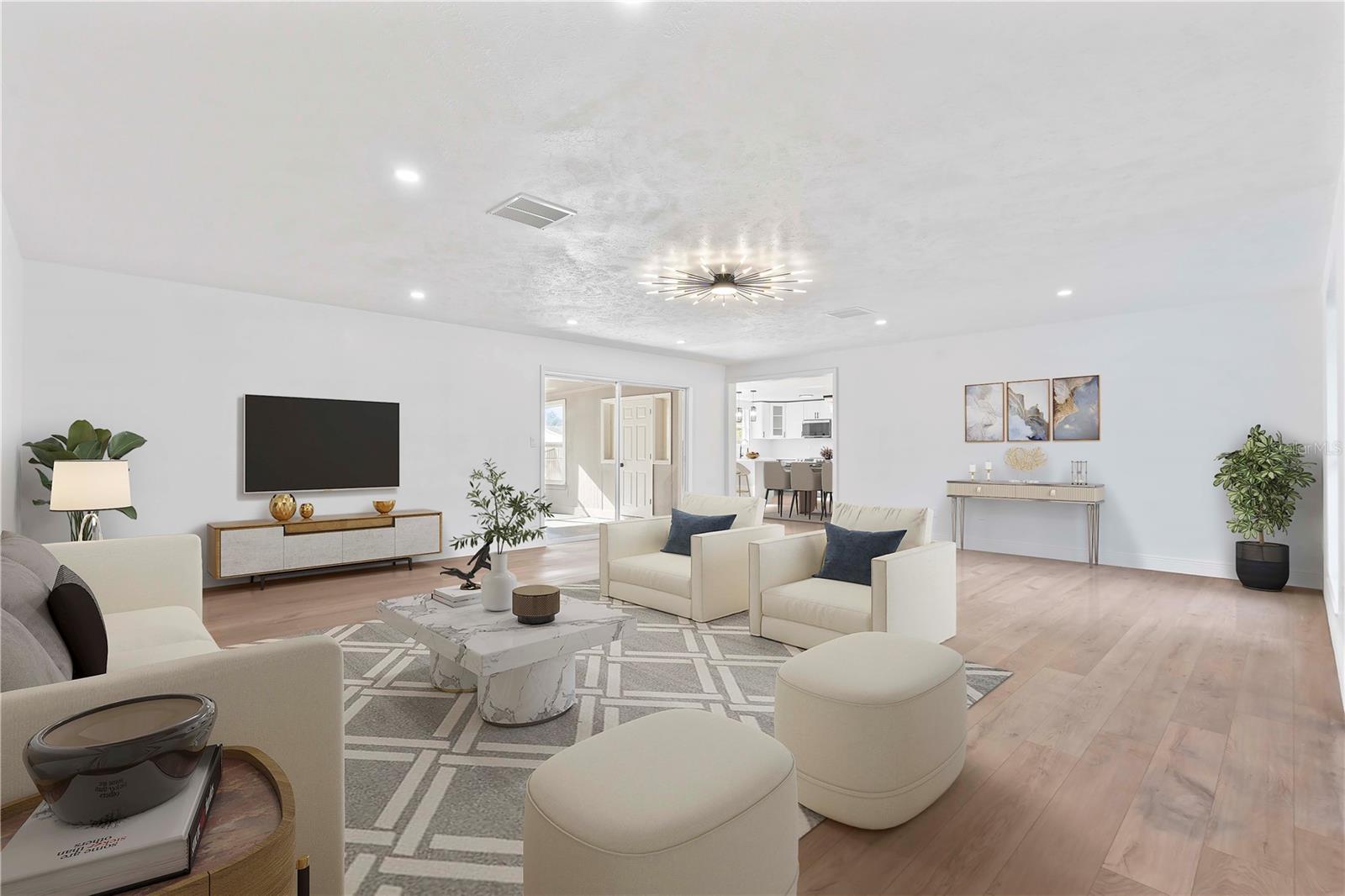 Bright open living and dining area with natural light