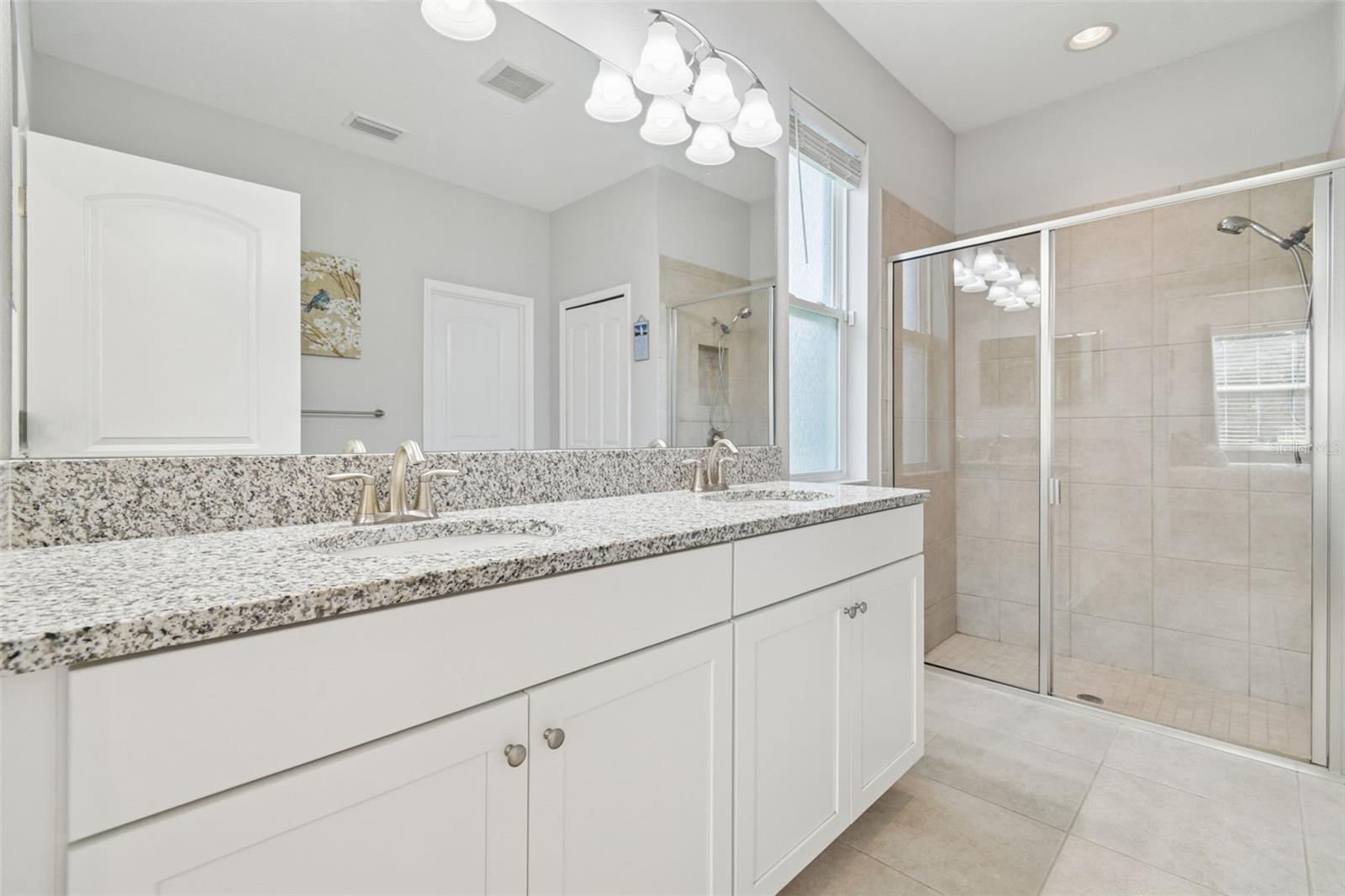 Primary bath- dual sinks PLUS a large shower.