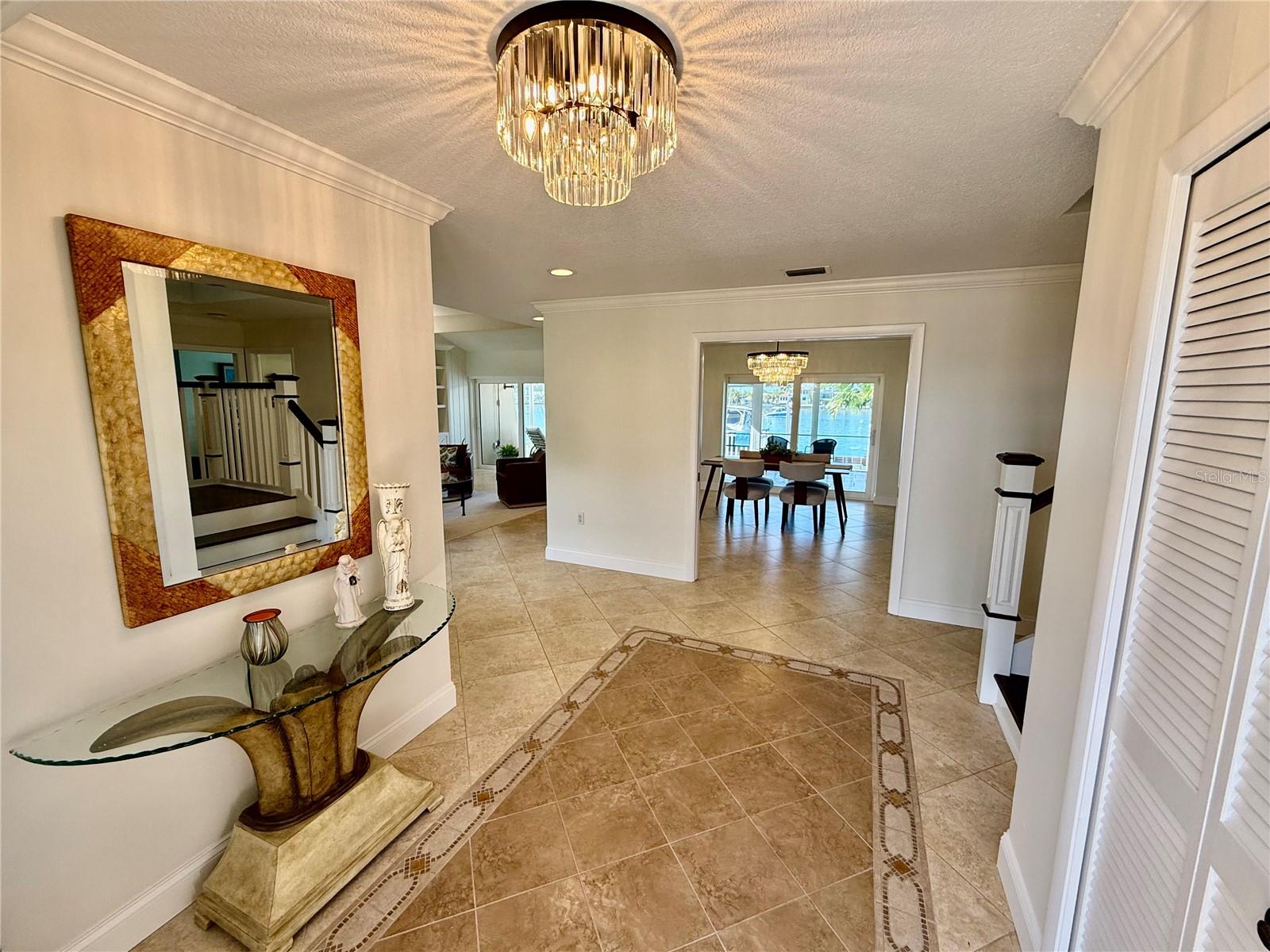 Warm inviting and well lighted , front entrance