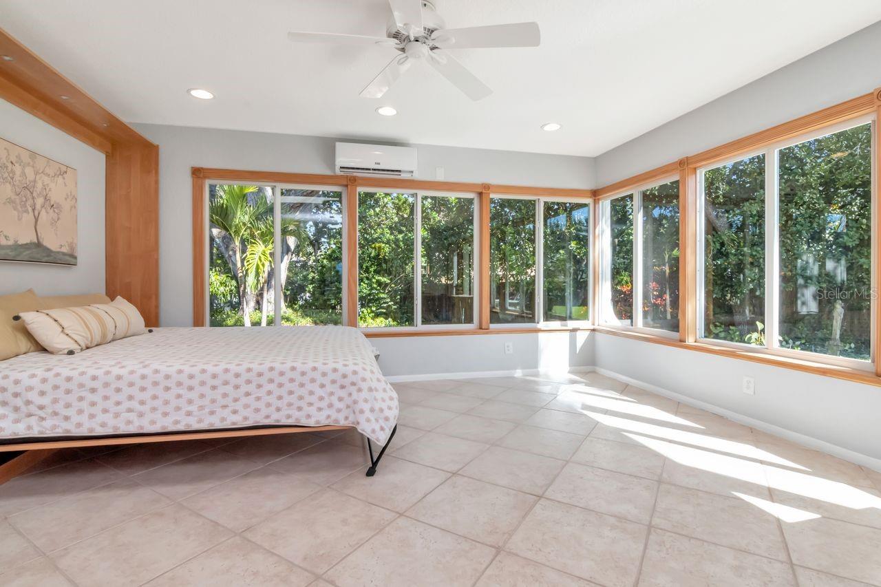 Attached high-end murphy bed conveys if you'd like it to!