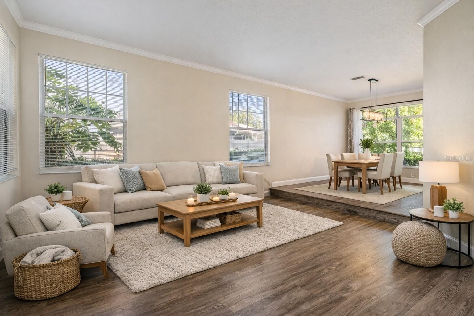 living room and dining