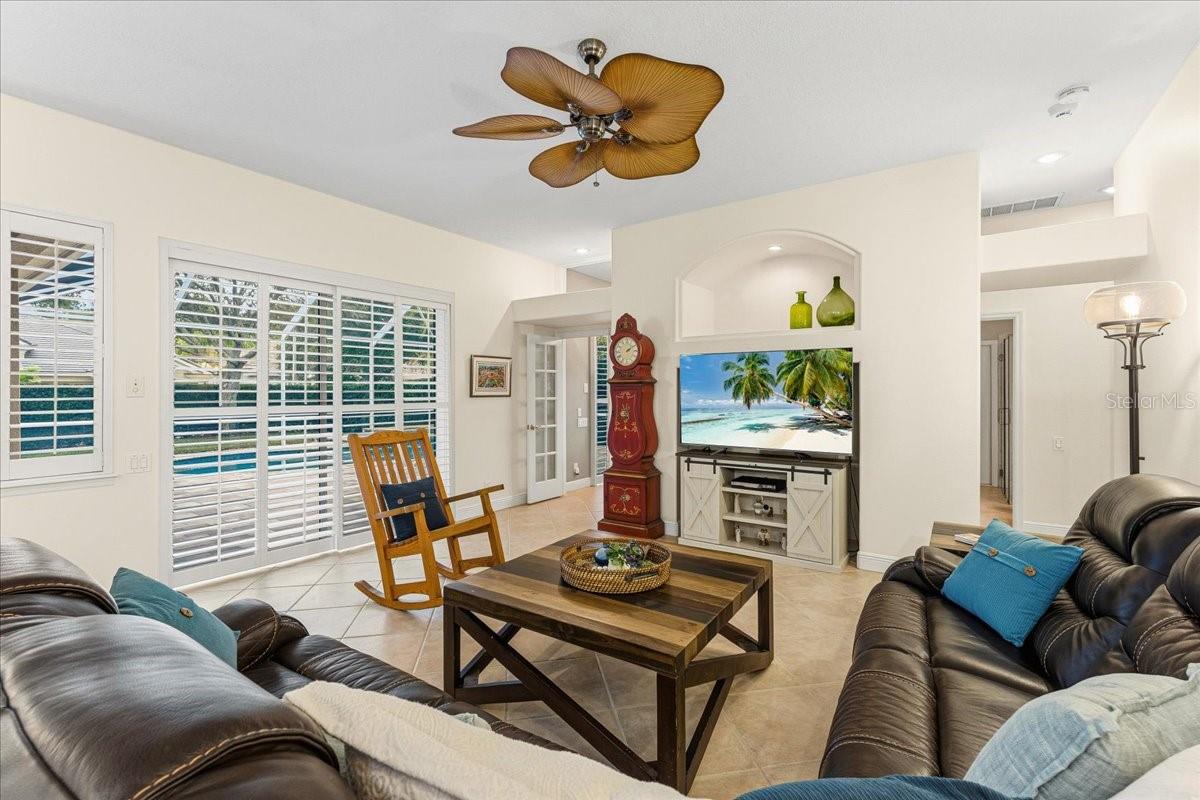 Family Room with view toward office on left and bedroom #4 on right