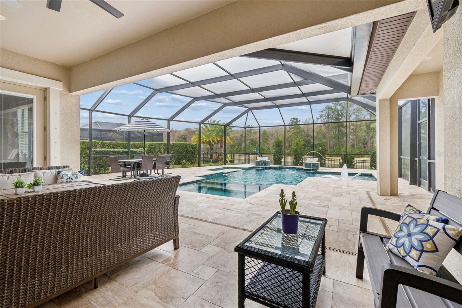 RELAXING VIEWS OF THE POOL WITH BUBBLER, DUAL JETS, WATERFALLS, FIREBOWLS