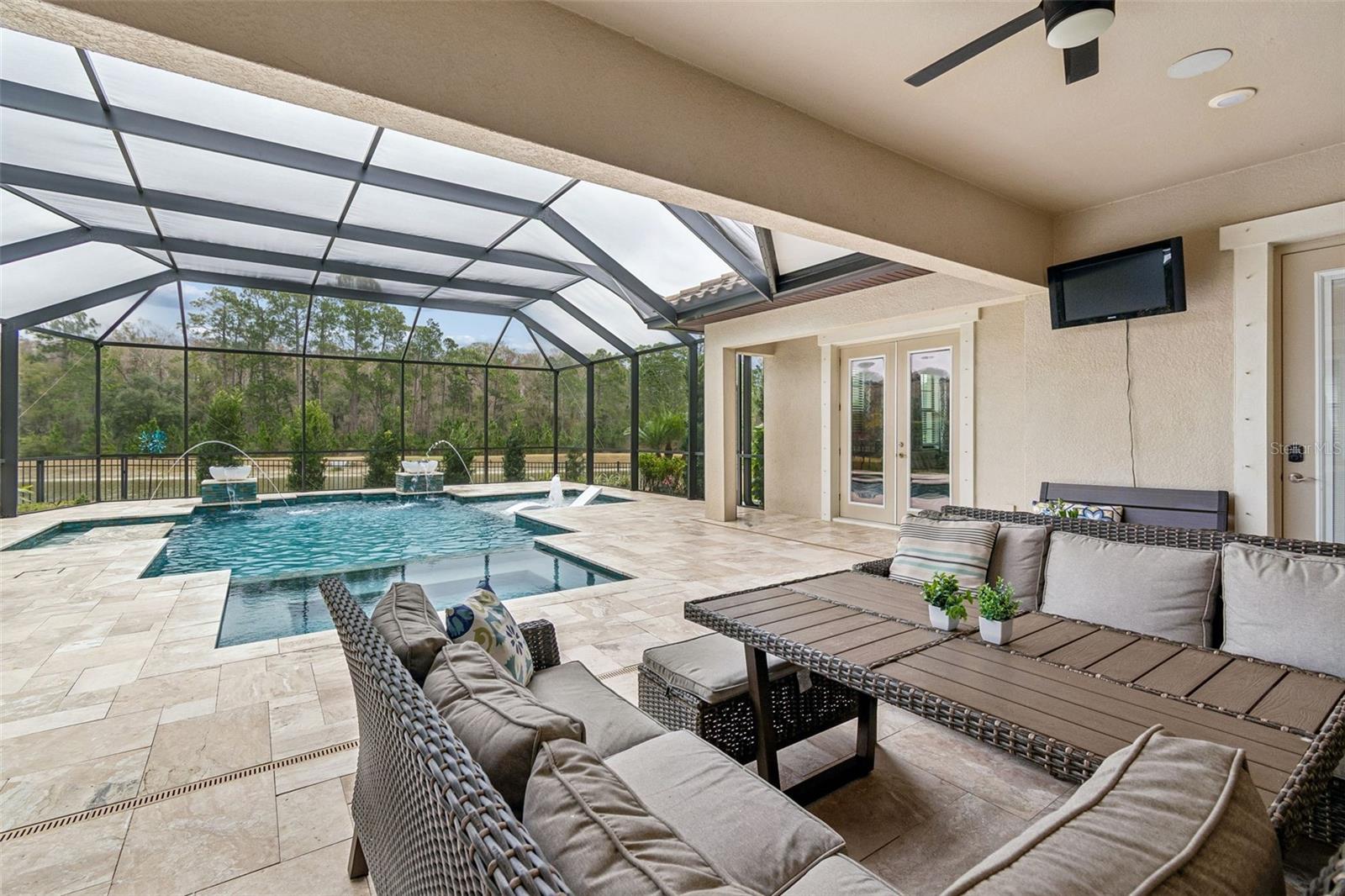 RELAXING VIEWS OF THE POOL WITH BUBBLER, DUAL JETS, WATERFALLS, FIREBOWLS