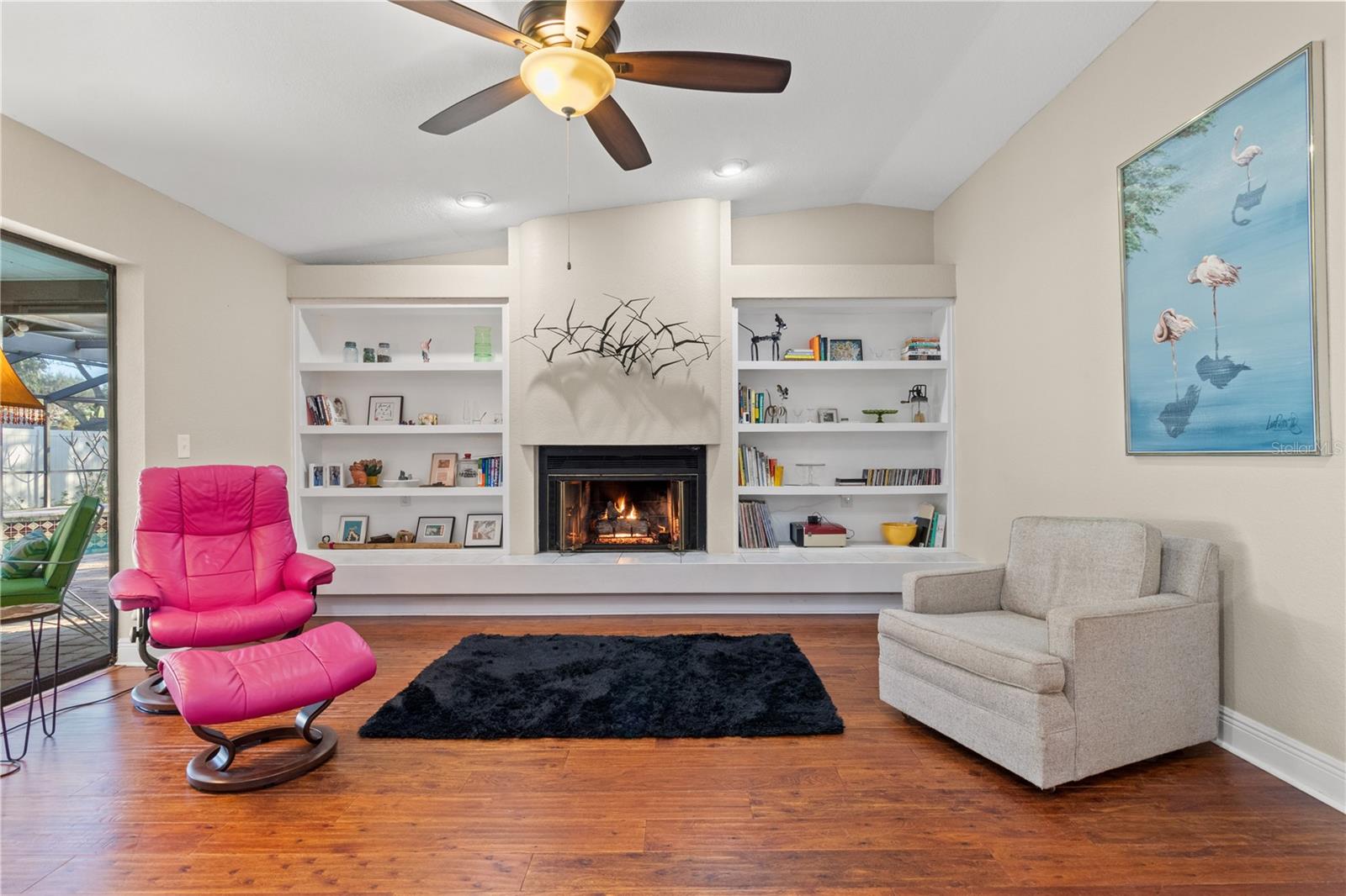 Family room with gas fireplace