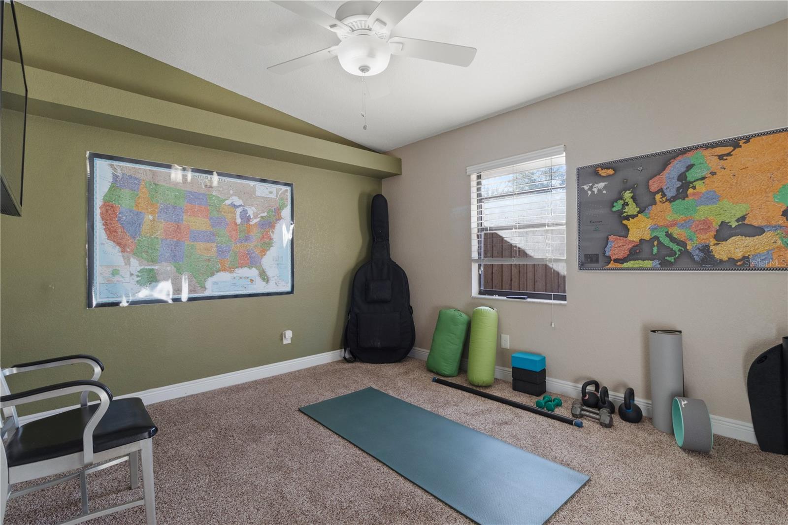 Bedroom 3 is currently the yoga/music room.  Namaste