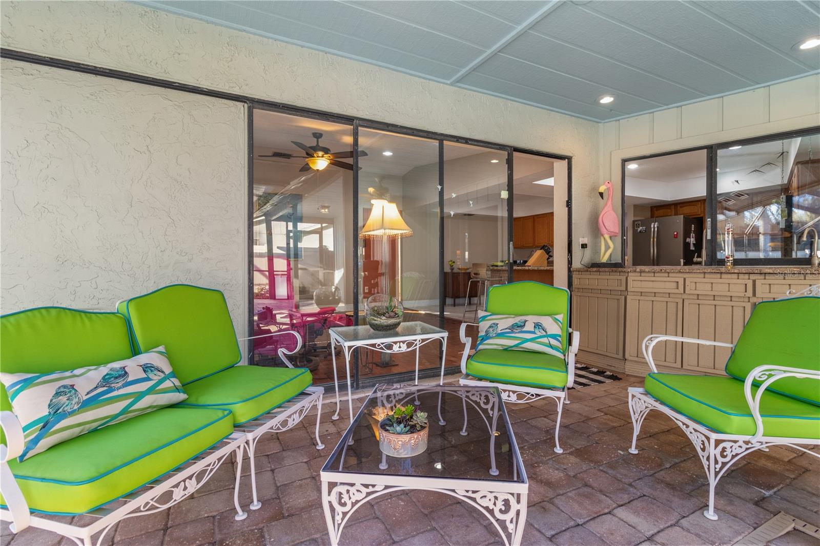 Outside entertaining area off the family room