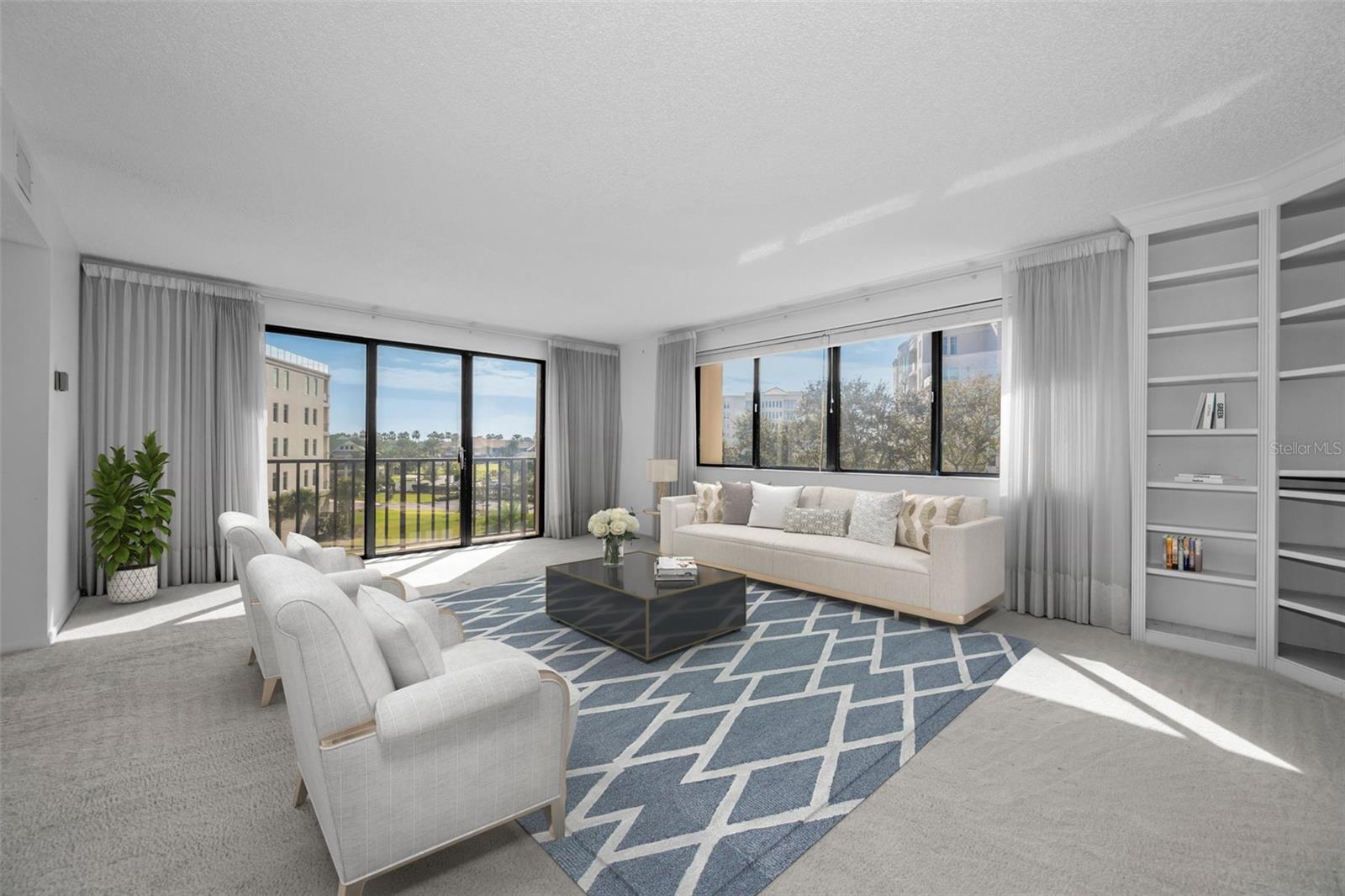 Family room, with windows to the east and the south