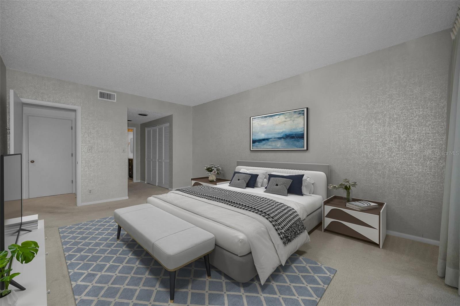 Master with double closets on the way to the bath.