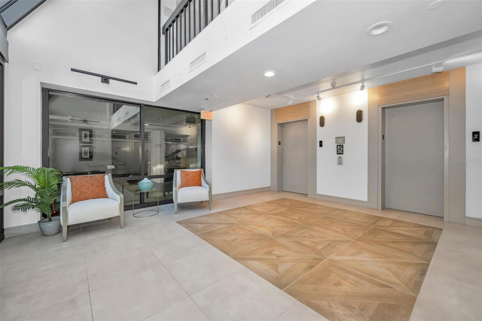 Lobby from the parking garage.