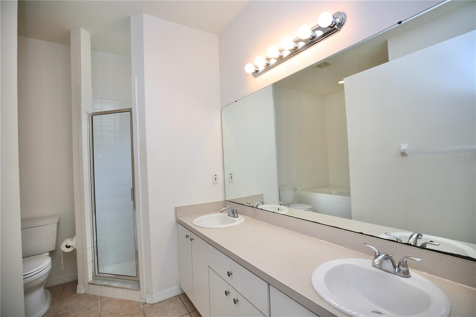 separate shower in primary bathroom