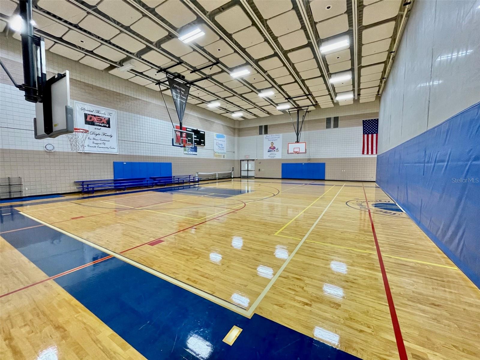 Indoor basketball, volleyball and pickleball.