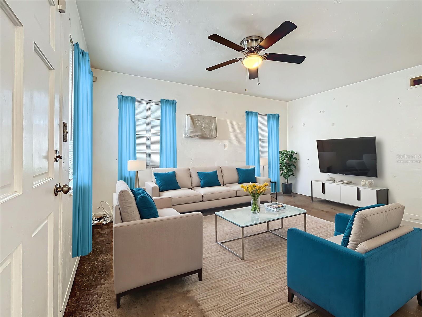 Virtually staged Living Room