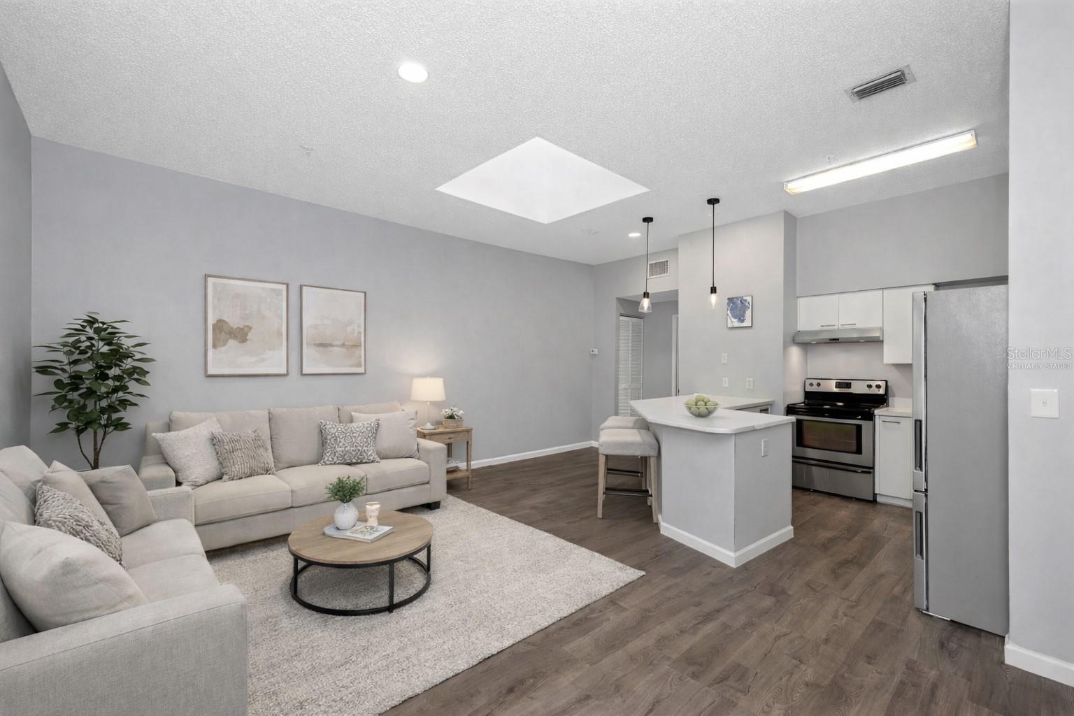 Virtually Staged Living Area/Kitchen