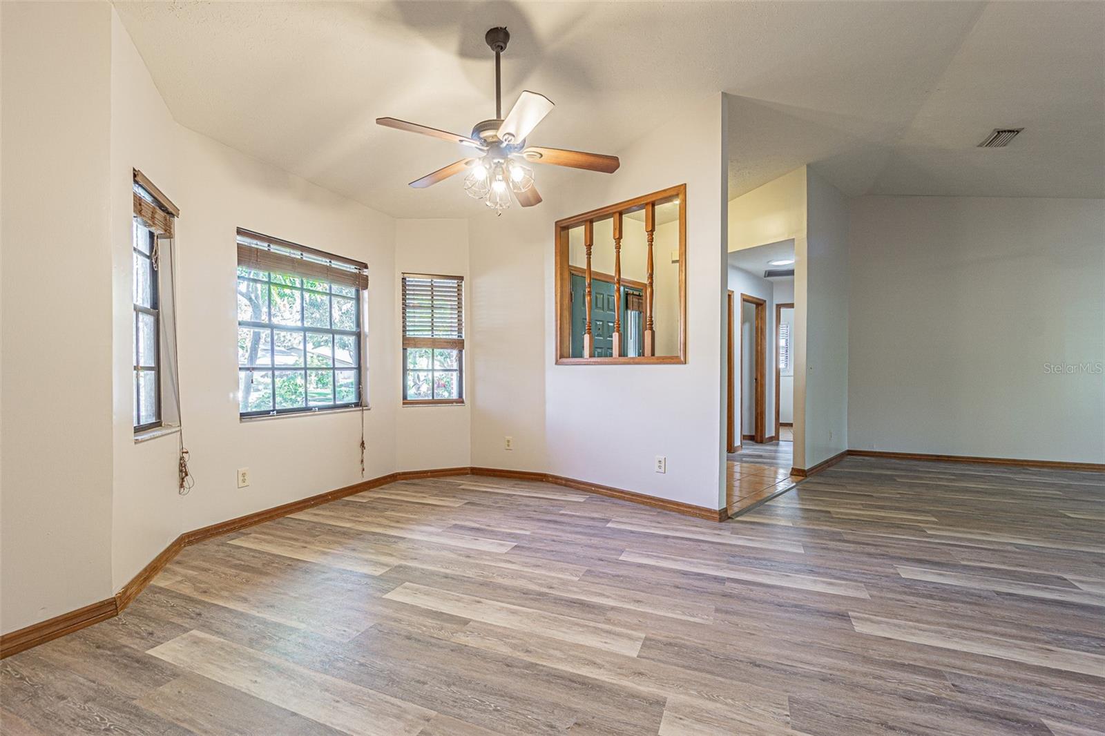 Dining Room with bump out windows overlooking front garden area
