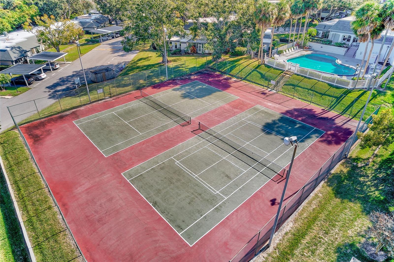 View of tennis courts