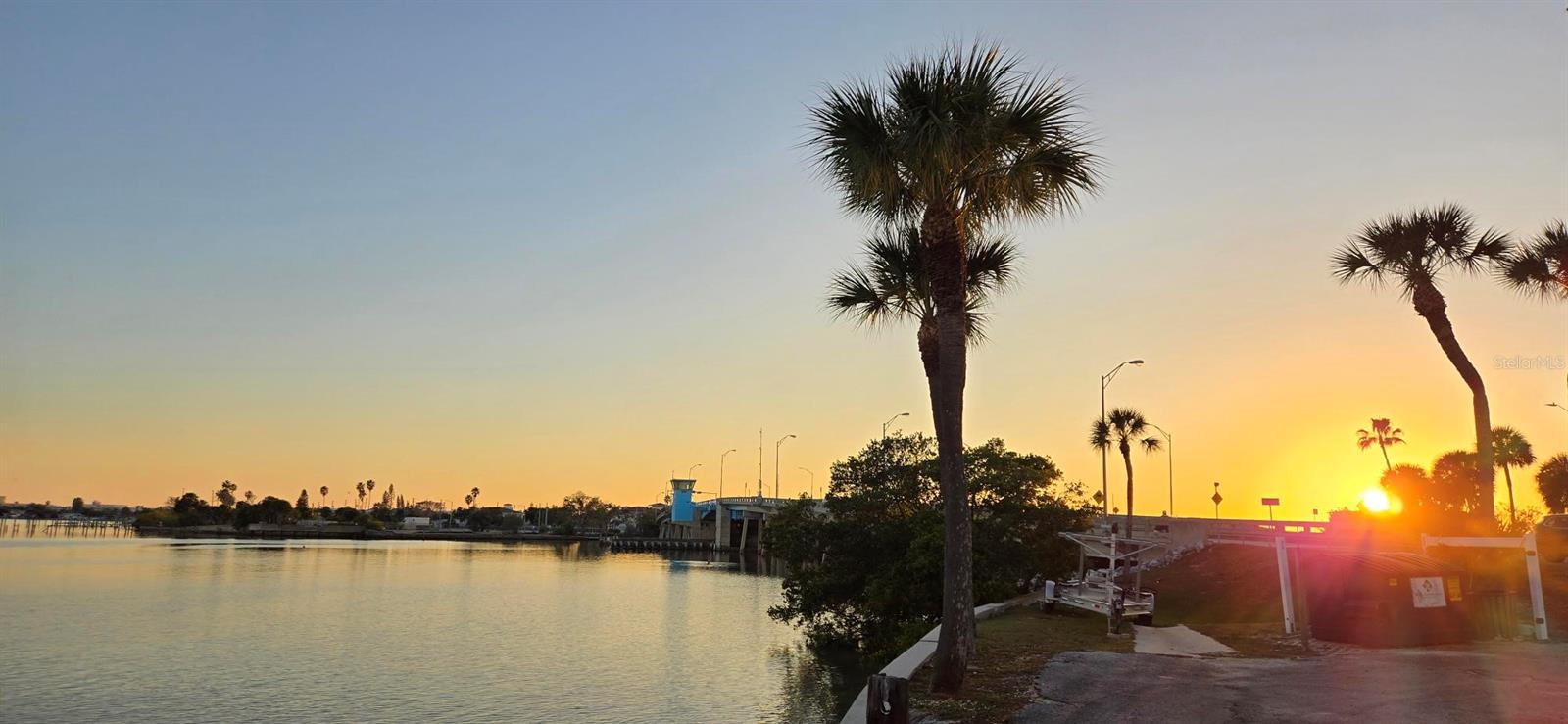Sunset at drawbridge to St Pete Beach from South Pasadena.