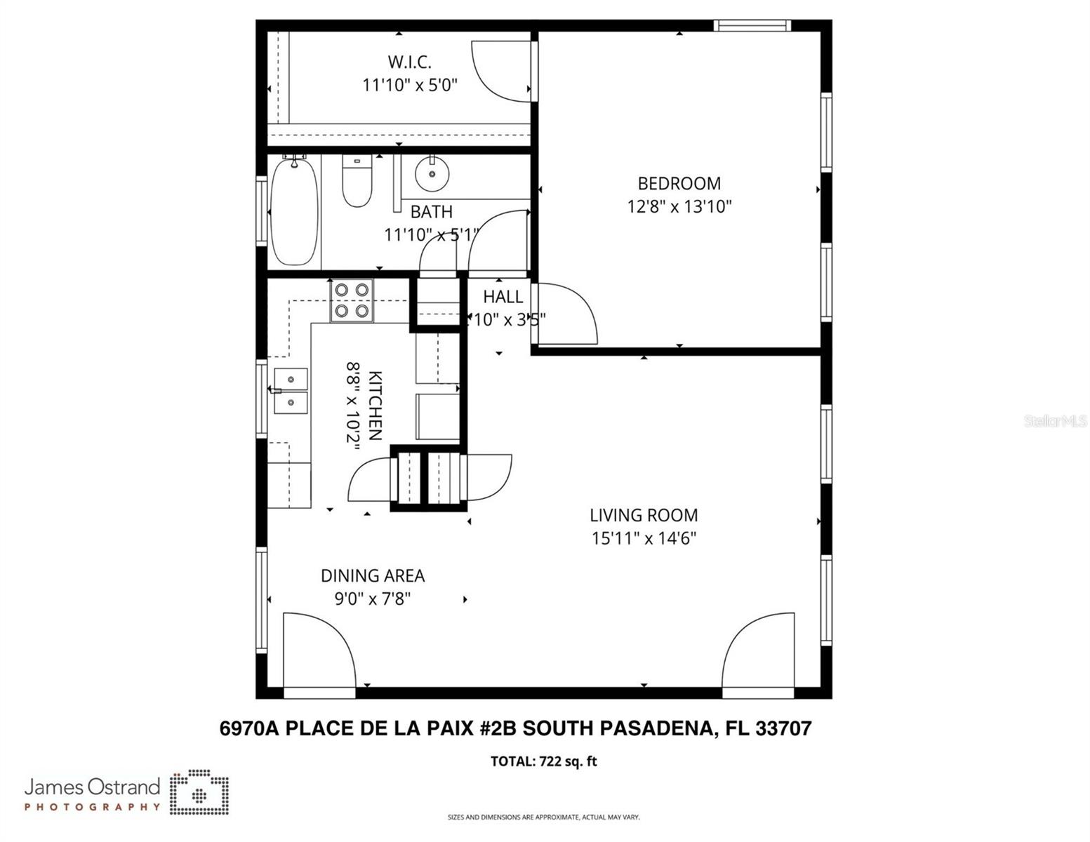 Floor Plan. Door on left is stairway to back courtyard.