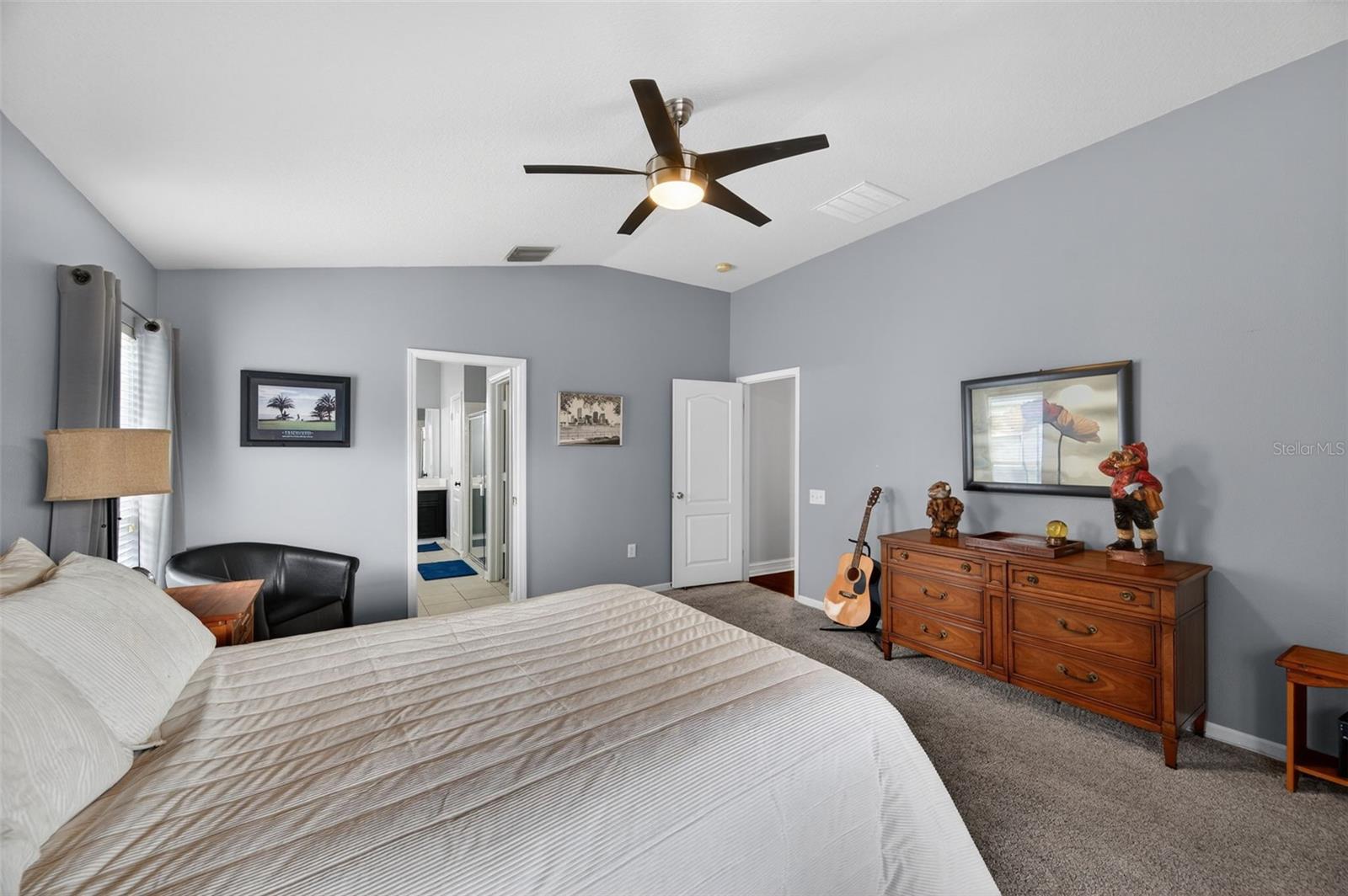 Primary bedroom, on rear of home.