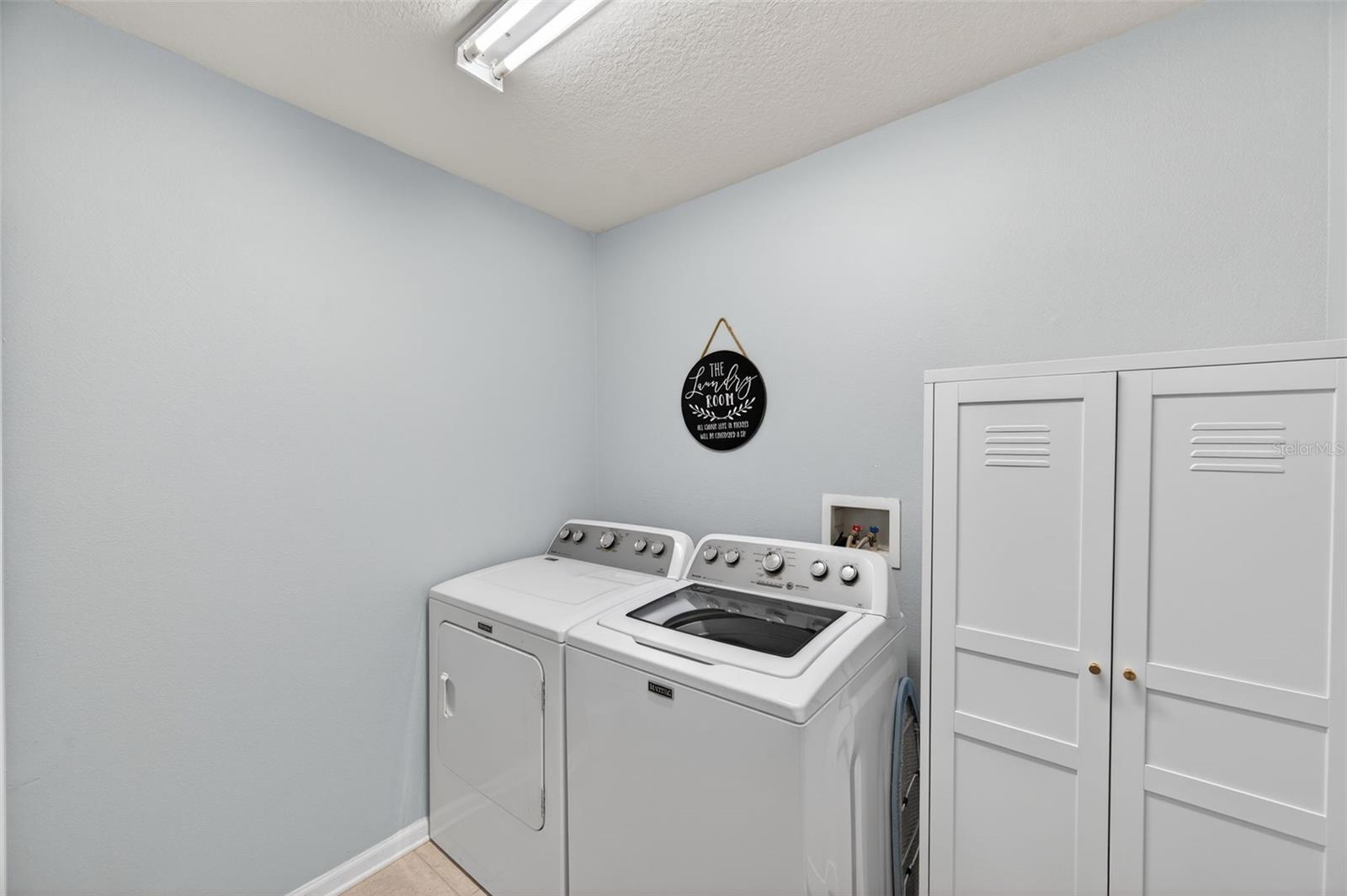 Indoor laundry room space.