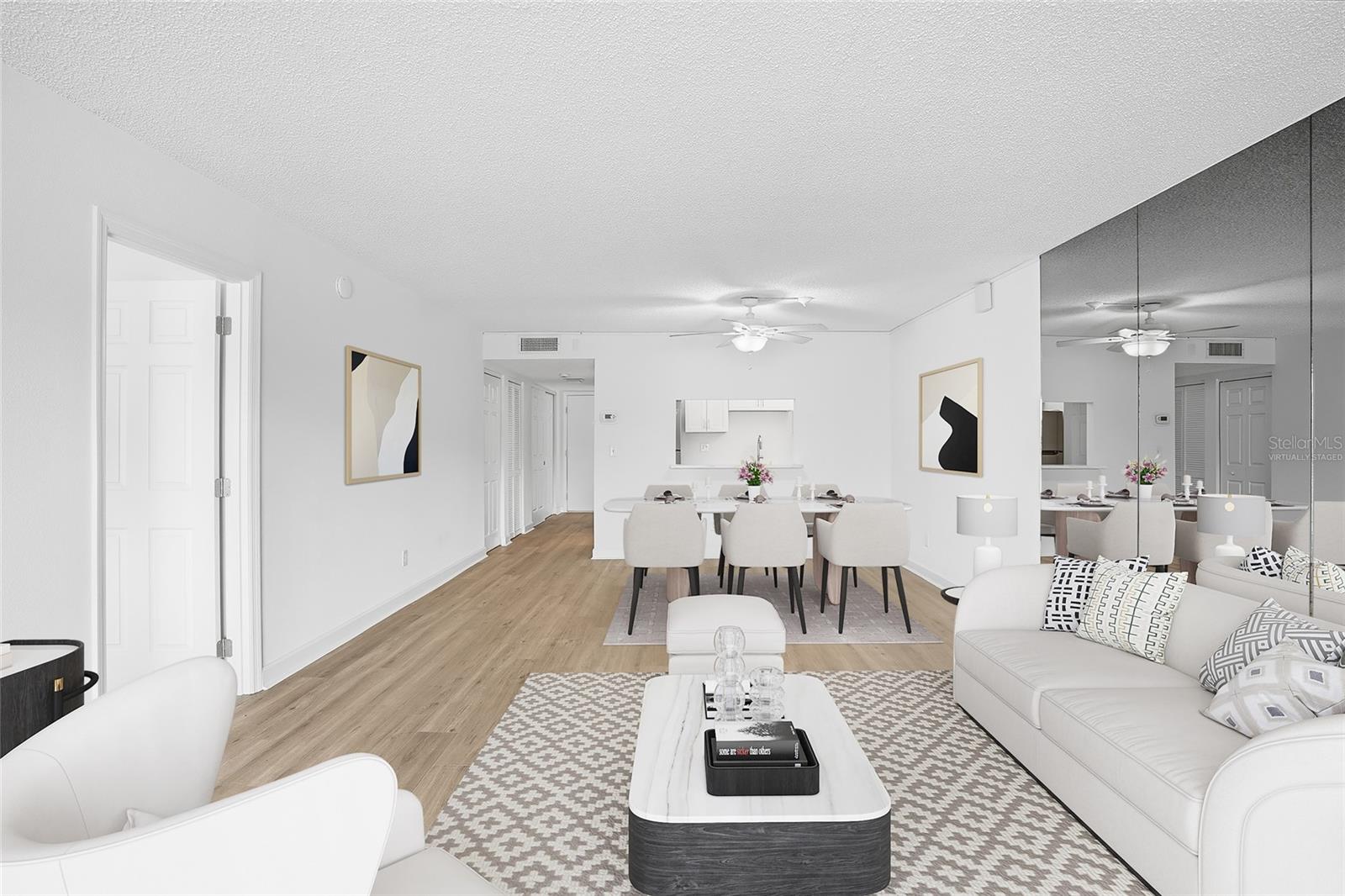 Virtually Staged- Living/Dining area