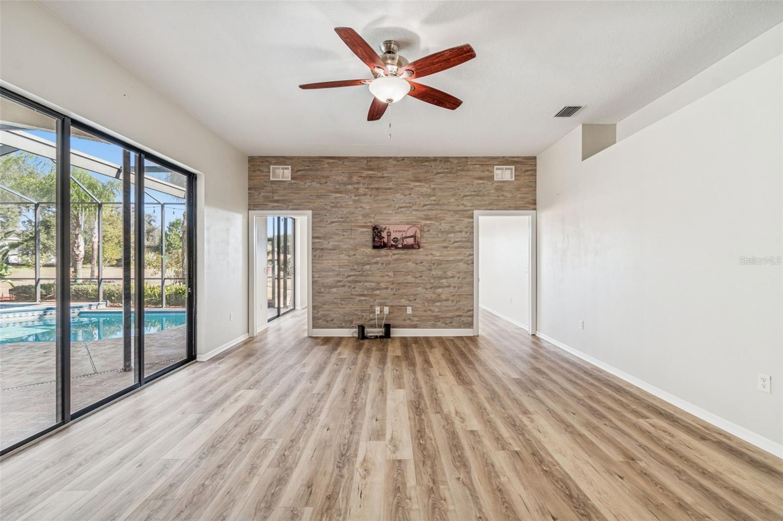 Family Room with sliding glass doors