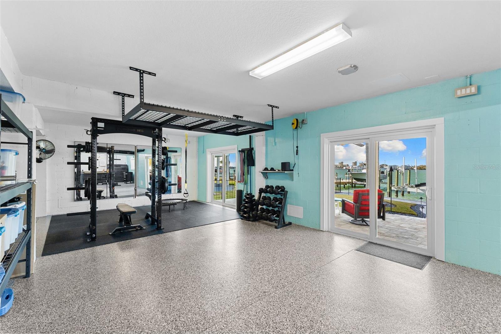 Garage Space w/ Ceiling Shelving
