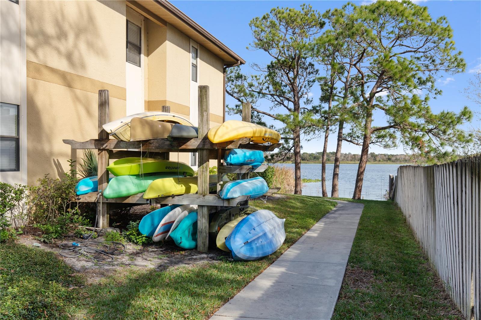 Kayak storage and easy launch into the lake