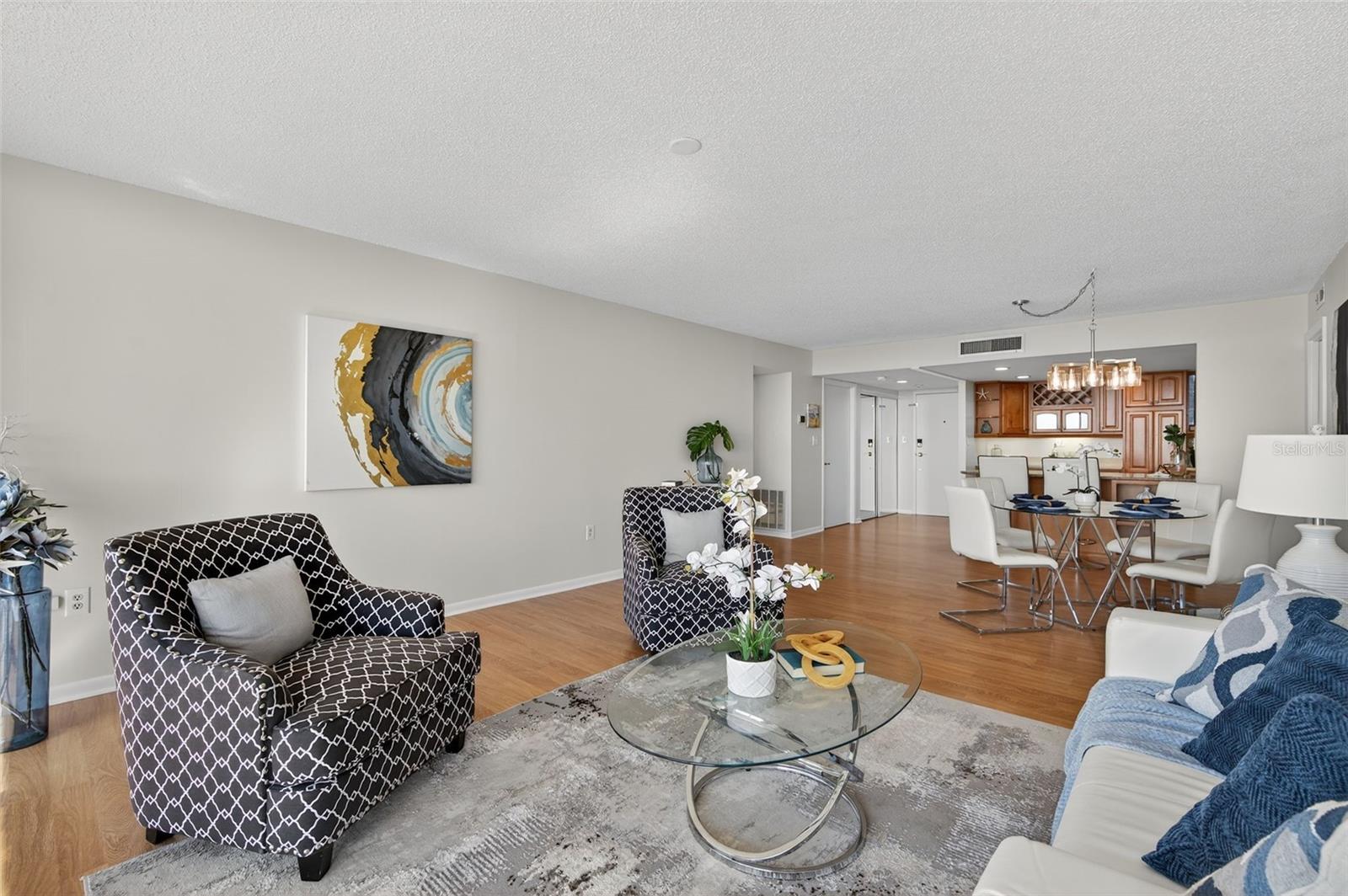 Living room and dining area