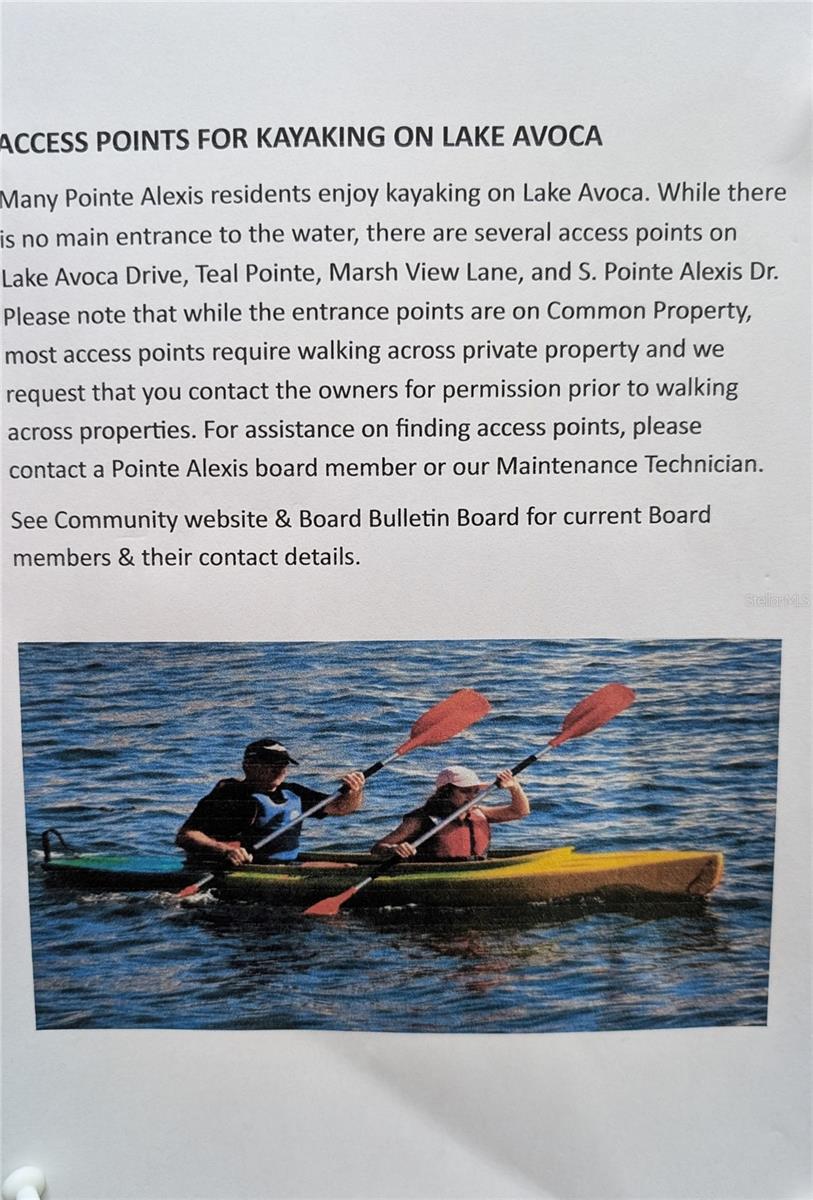 Kayak/Paddleboard posting from inside clubhouse. You can access the Intercoastal!