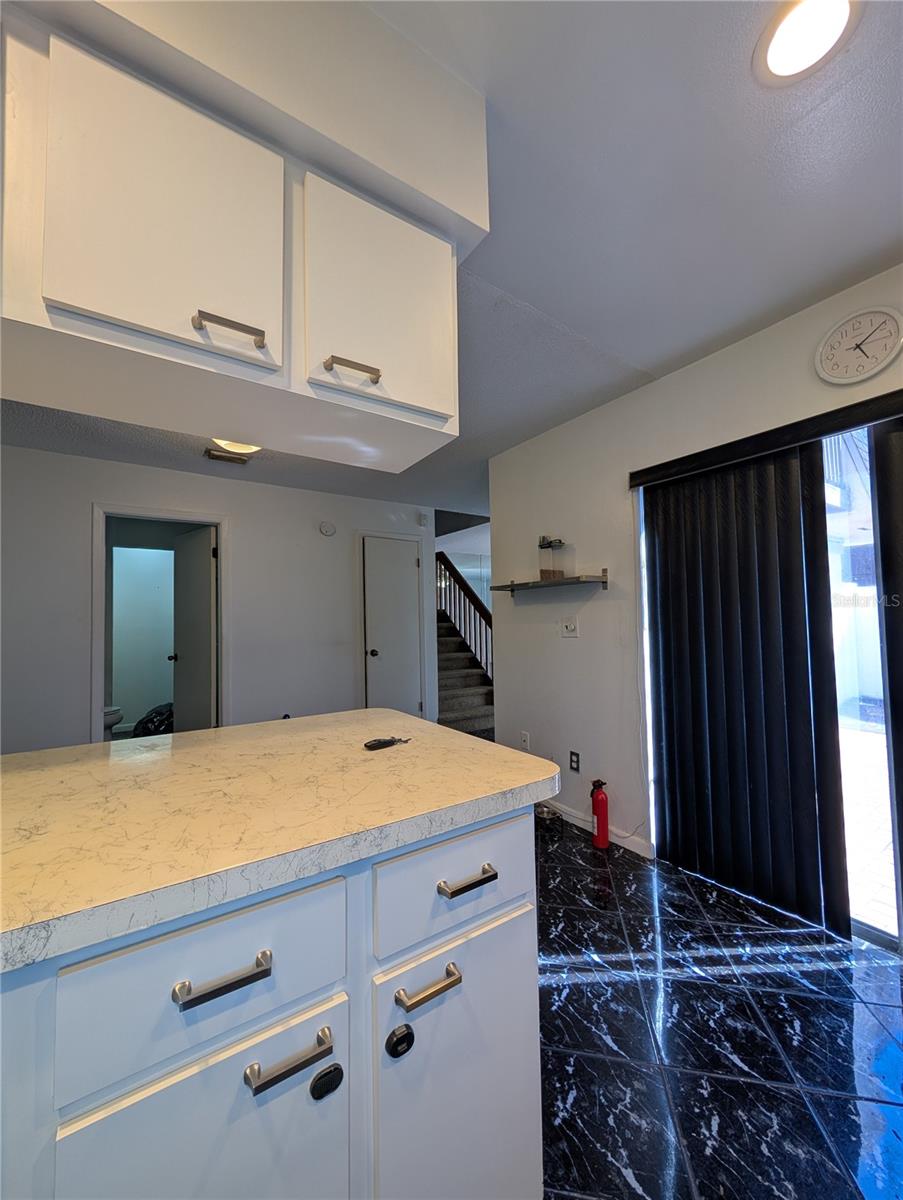 Kitchen looking to dining area