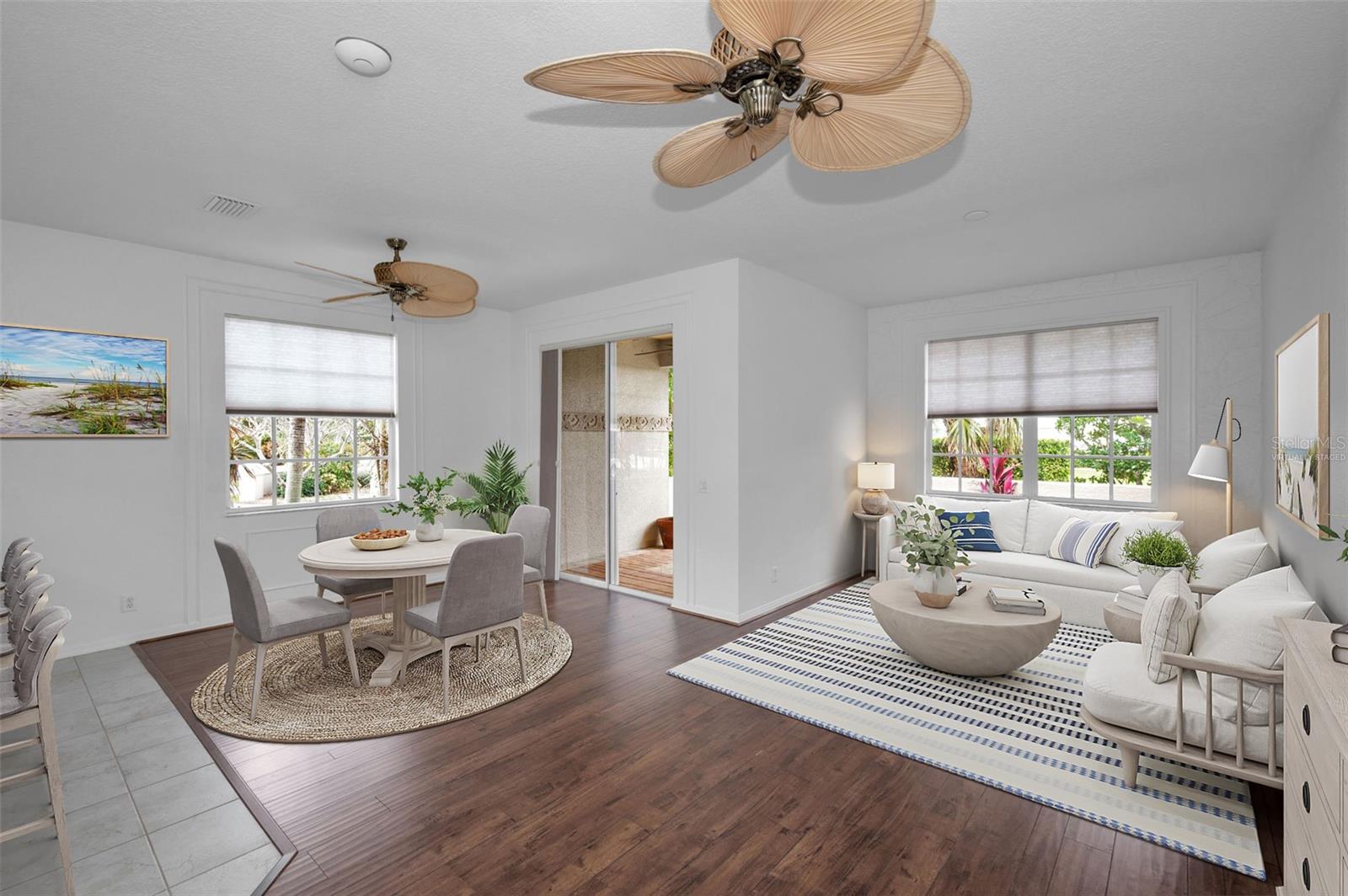 Virtually Staged Living and Dining Room