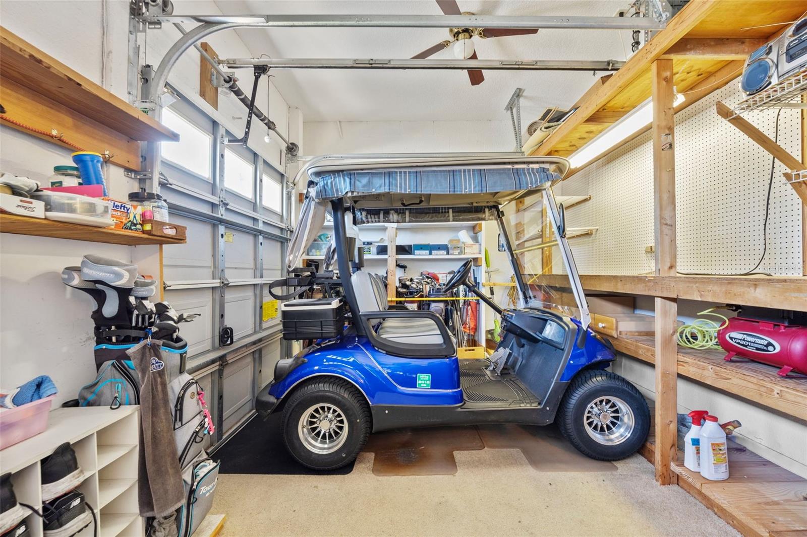 workshop & golf cart garage with automatic door opener