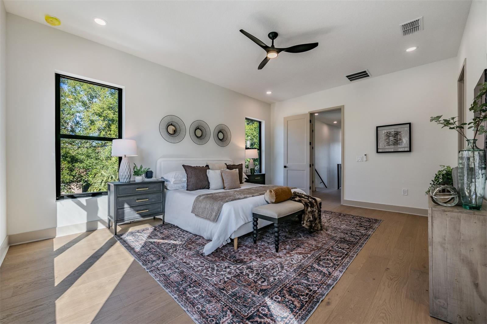 Primary suite designed for rest and relaxation