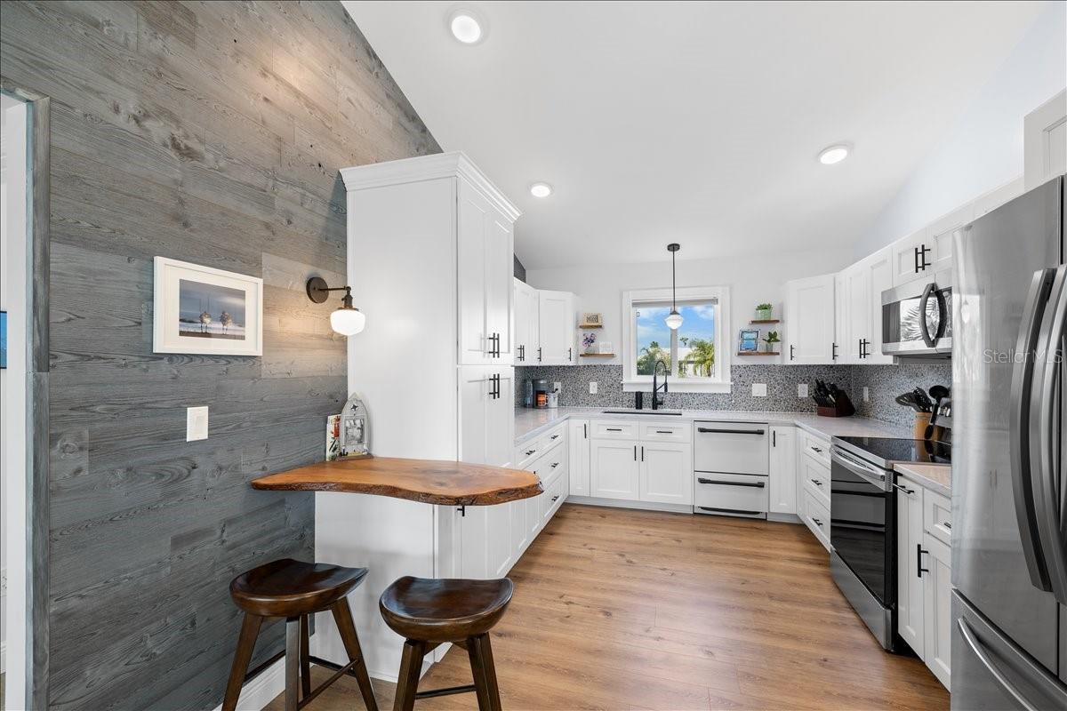 Custom Live wood edge Bar area