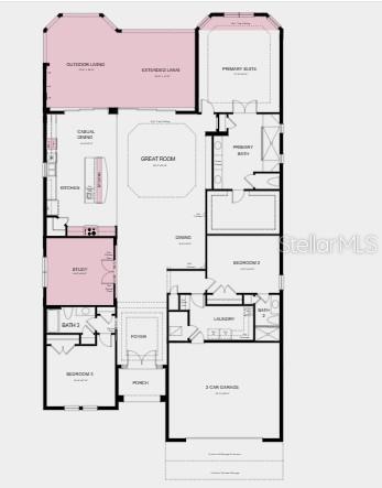 Additional Highlights include: 4' garage extension, white soffit/fascia & windows, gourmet kitchen appliances with cooktop, built in oven, designer hood and built in microwave, bay windows at primary suite, study with French door, covered outdoor living with extended lanai, outdoor kitchen rough-in, upgraded 8' interior doors throughout, 15 AMP/110 volt floor outlet with brass cover, additional hose bib location and pre-plumbing for water softener, laundry sink and faucet and additional shower head at primary bathroom.