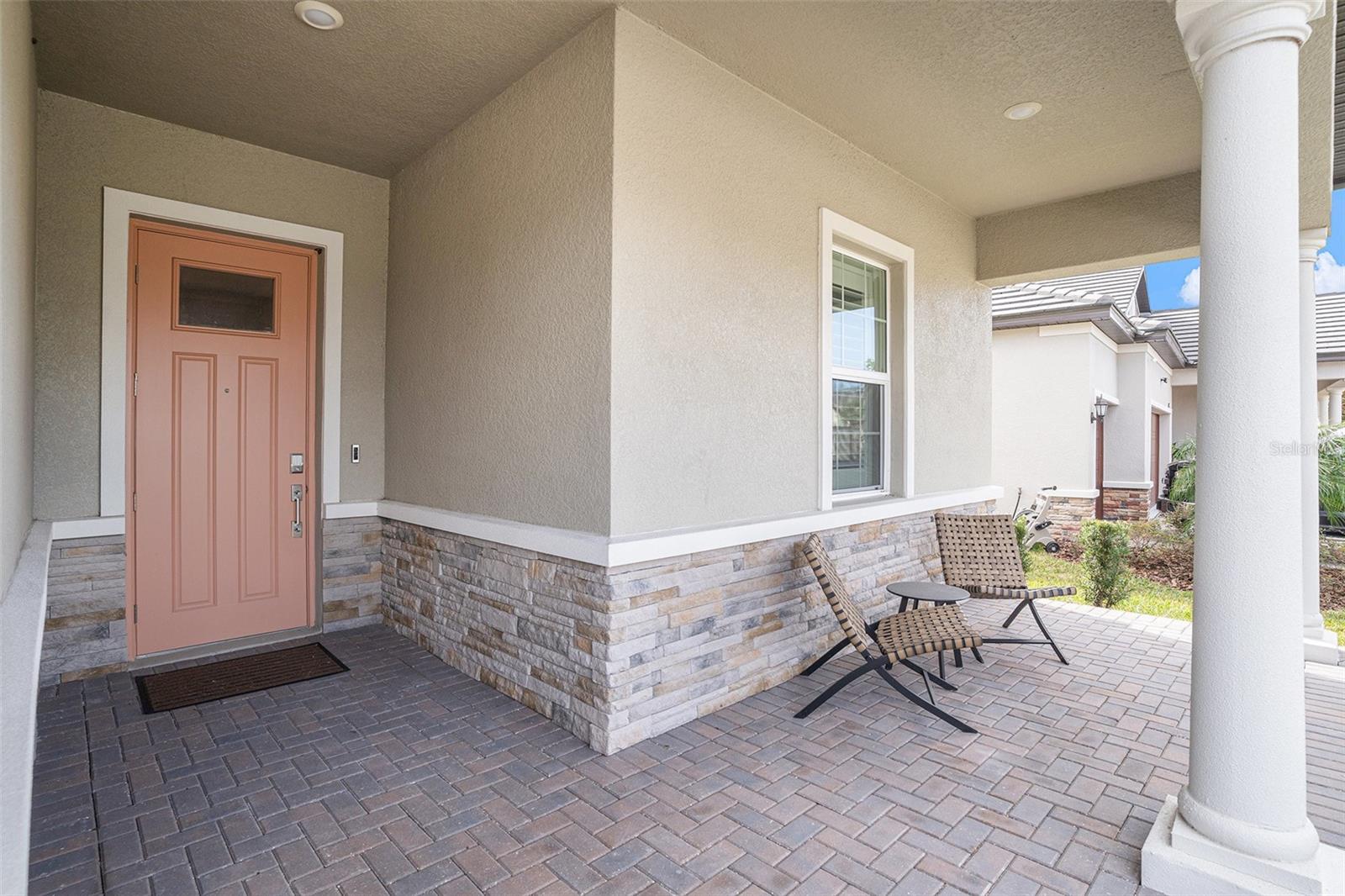 Front Porch with stone finish great curb appeal