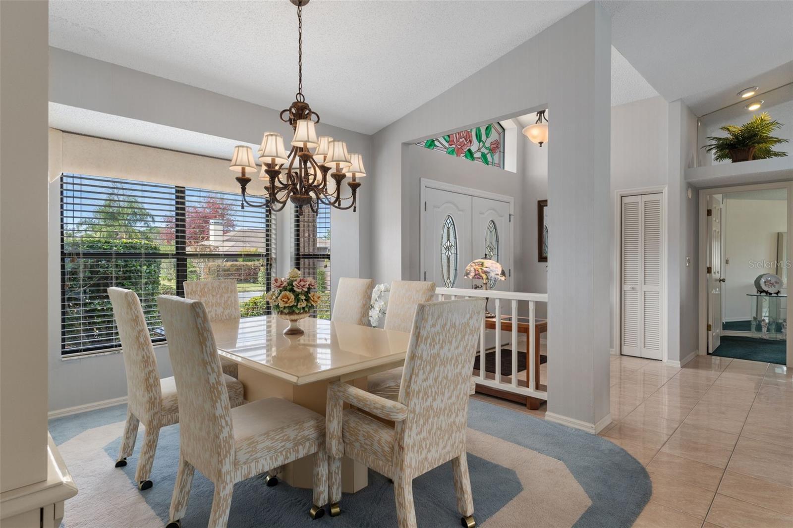 Formal dining area with all furnishings included for convenience.