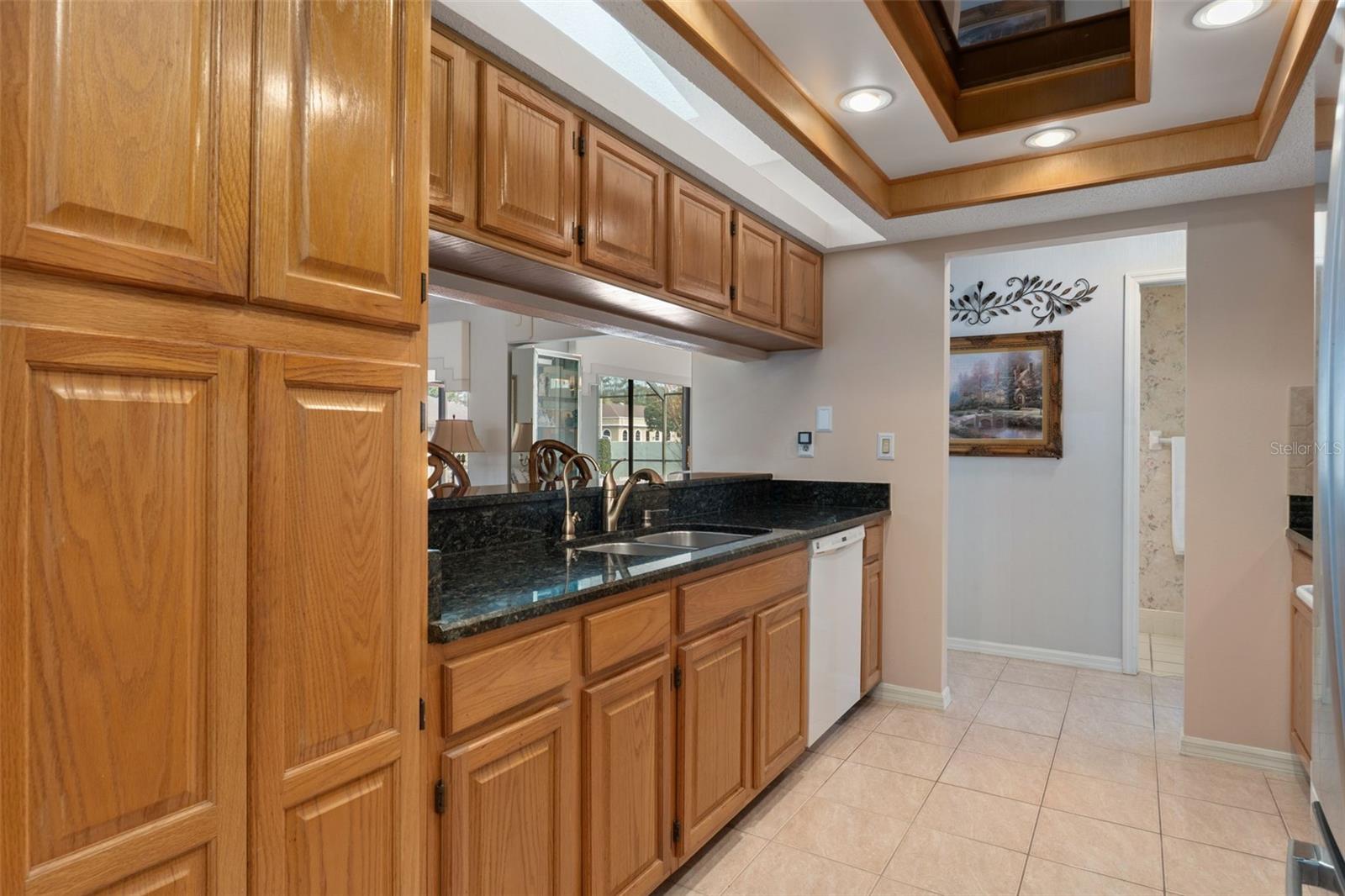 Cabinet style pantry, updated lighting, a deep SS sink with counter mounted soap dispenser & reverse osmosis water filtration system.