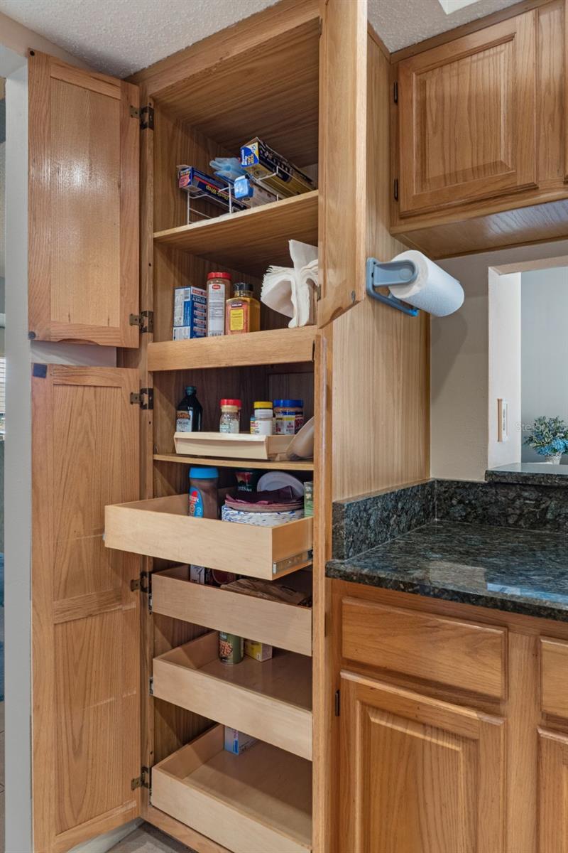 Pull out drawers are a life saver in this pantry!