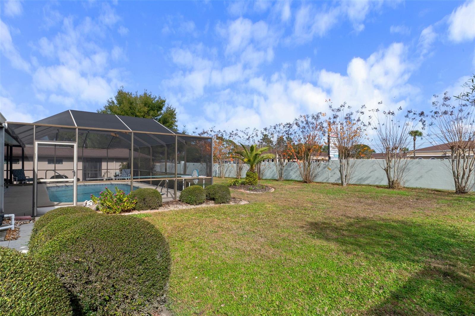 Backyard offers a privacy wall from the street behind it.