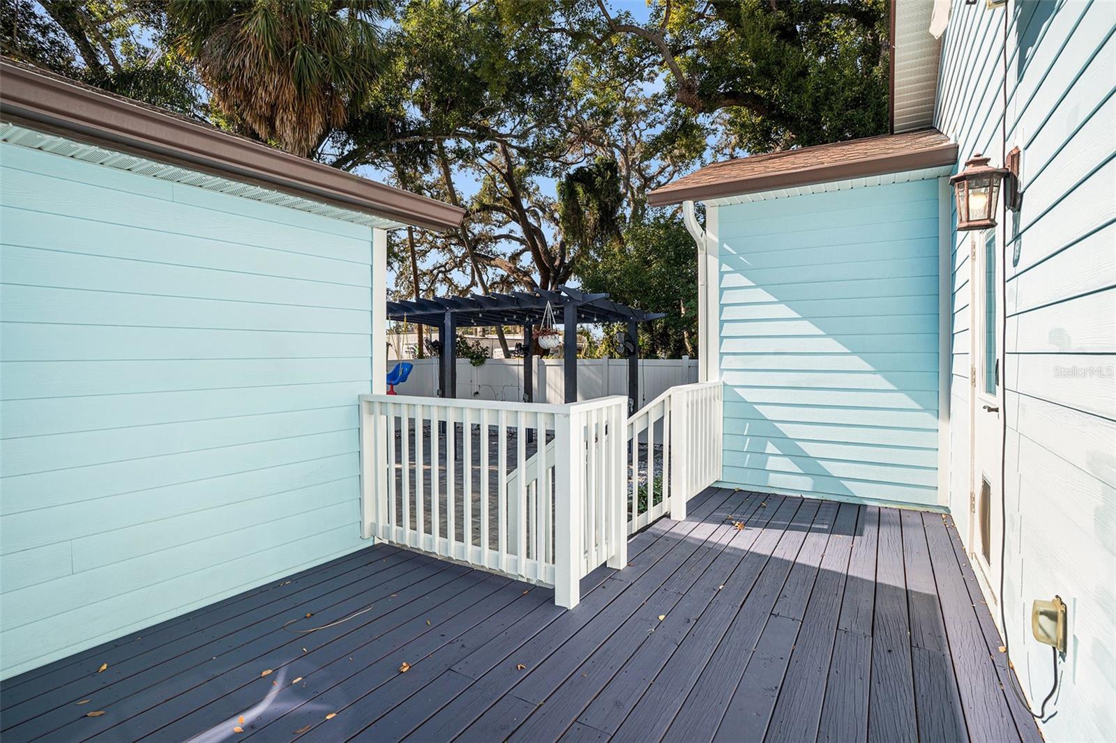 Back deck overlooking backyard