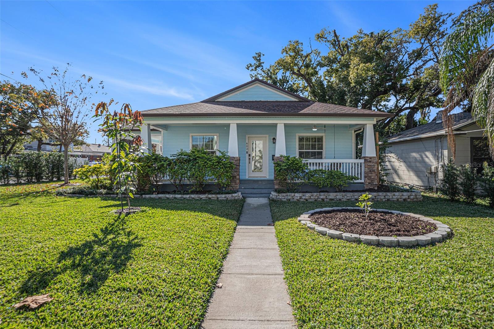 View of huge front patio