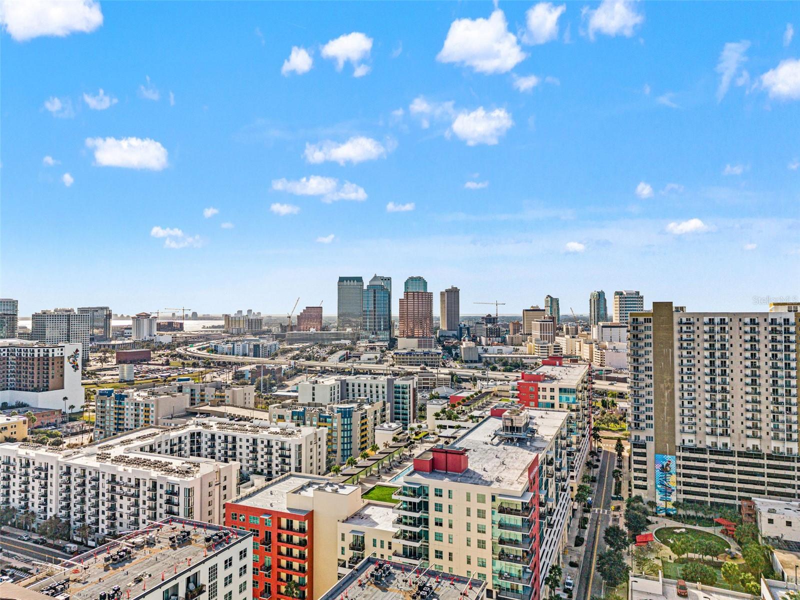 Aerial view of Channelside and downtown