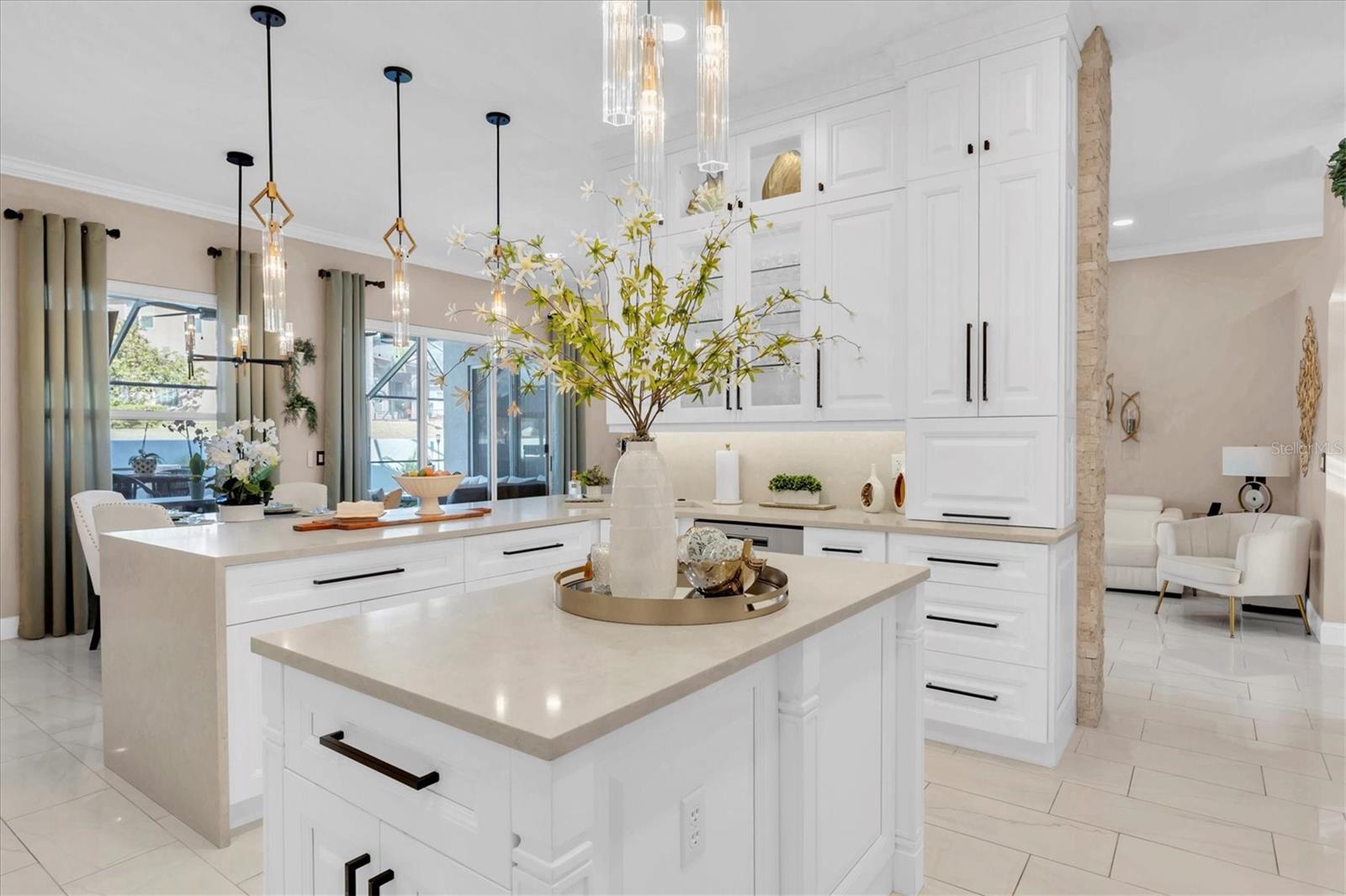 Custom Kitchen with Island and Lighting